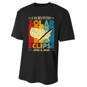 I Survived Solar Eclipse April 8 2024 Performance Sprint T-Shirt