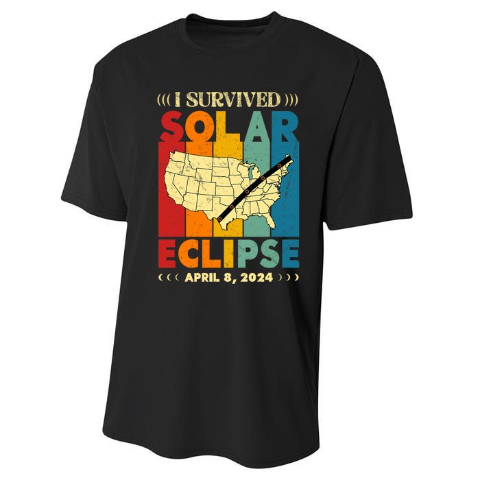 I Survived Solar Eclipse April 8 2024 Performance Sprint T-Shirt