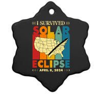 I Survived Solar Eclipse April 8 2024 Ceramic Star Ornament