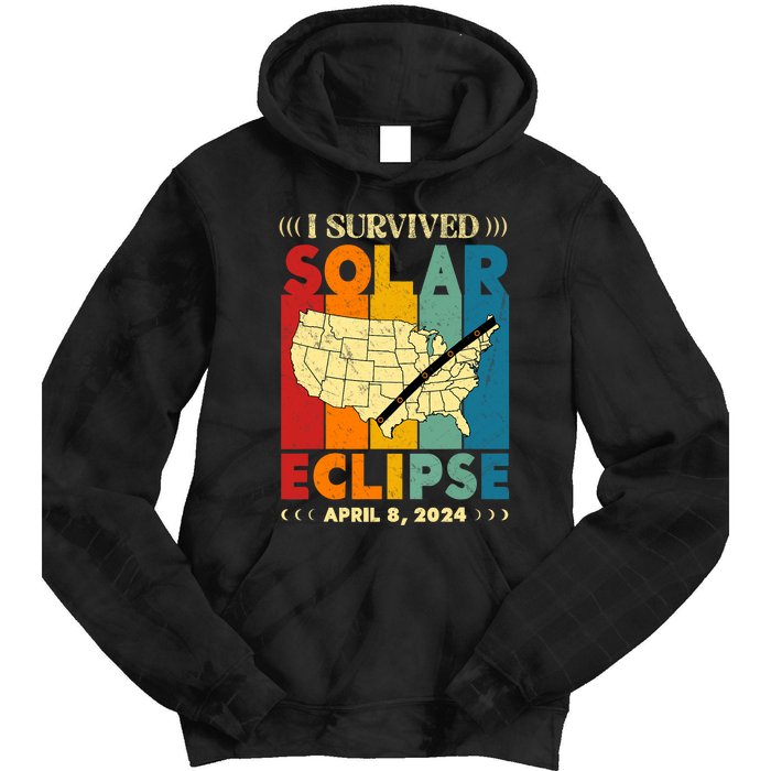 I Survived Solar Eclipse April 8 2024 Tie Dye Hoodie