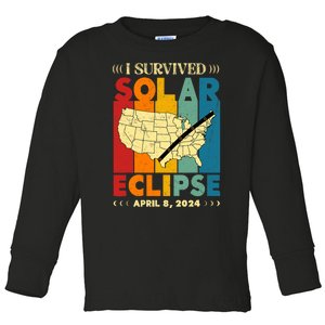 I Survived Solar Eclipse April 8 2024 Toddler Long Sleeve Shirt