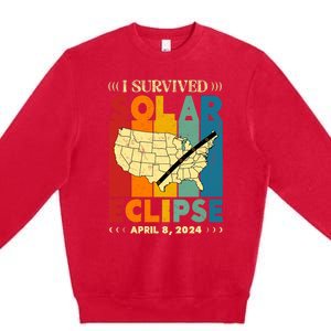 I Survived Solar Eclipse April 8 2024 Premium Crewneck Sweatshirt