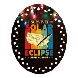 I Survived Solar Eclipse April 8 2024 Ceramic Oval Ornament