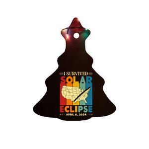 I Survived Solar Eclipse April 8 2024 Ceramic Tree Ornament