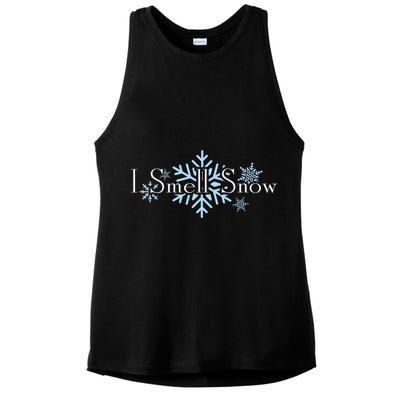 I Smell Snow Winter Christmas Holiday Snowflake Ladies PosiCharge Tri-Blend Wicking Tank