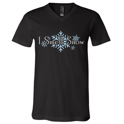 I Smell Snow Winter Christmas Holiday Snowflake V-Neck T-Shirt