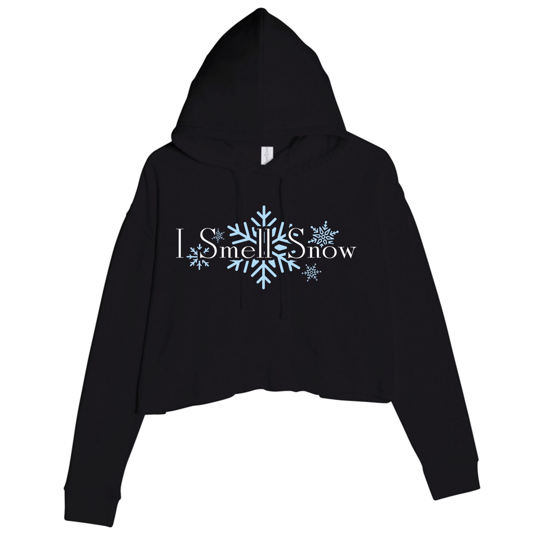 I Smell Snow Winter Christmas Holiday Snowflake Crop Fleece Hoodie