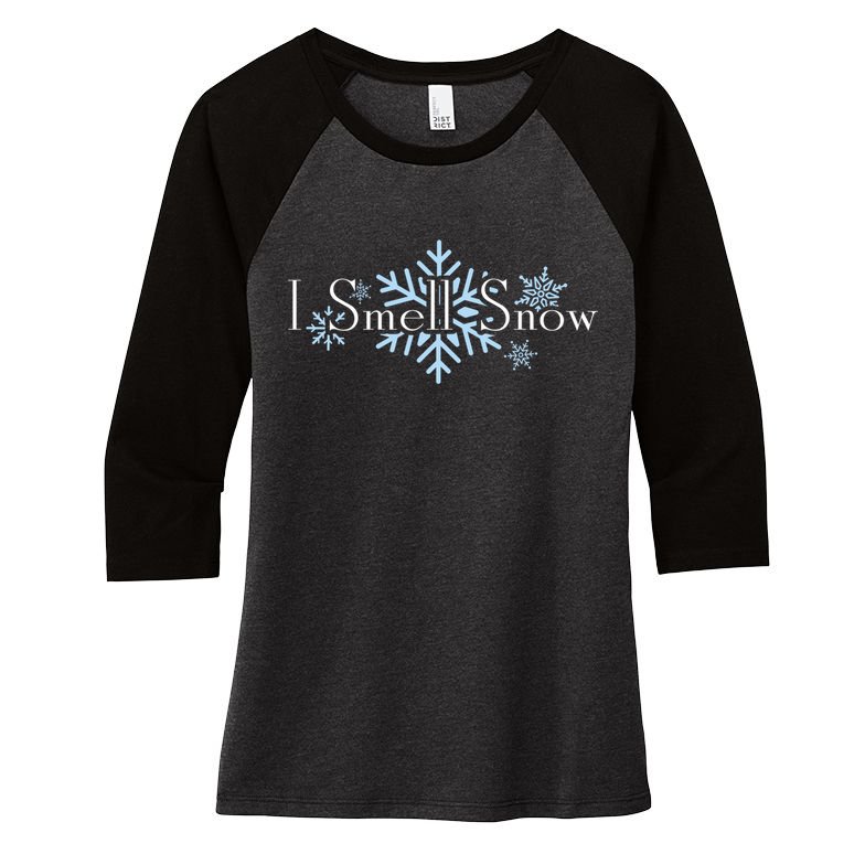 I Smell Snow Winter Christmas Holiday Snowflake Women's Tri-Blend 3/4-Sleeve Raglan Shirt