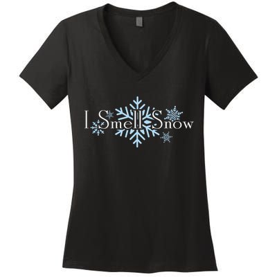 I Smell Snow Winter Christmas Holiday Snowflake Women's V-Neck T-Shirt