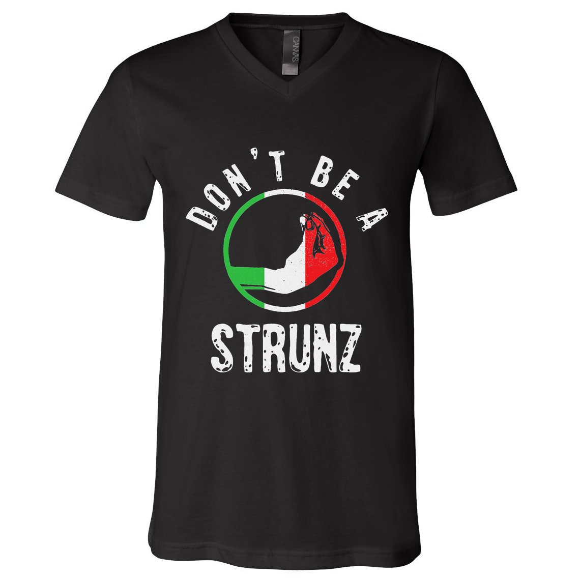 Italian Slang Strunz Hand Gesture Swear Curse Joke Gag V-Neck T-Shirt