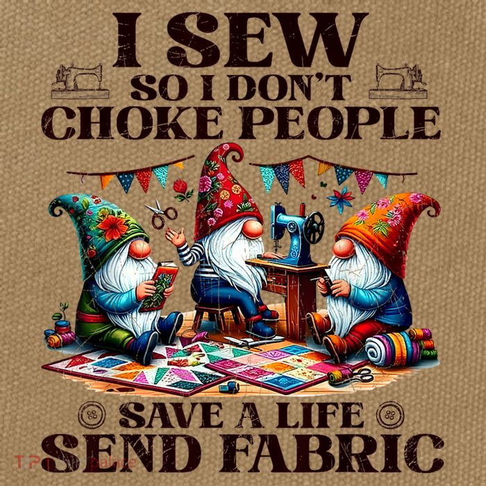 I Sew So I DonT Choke People Send Fabric Gnomes Cotton Canvas Backpack