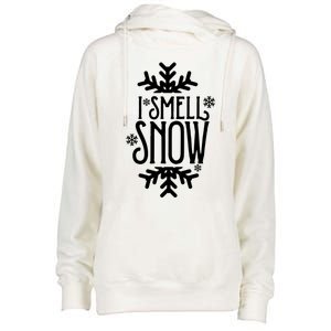 I Smell Snow Funny Christmas Gift Womens Funnel Neck Pullover Hood