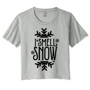 I Smell Snow Funny Christmas Gift Women's Crop Top Tee