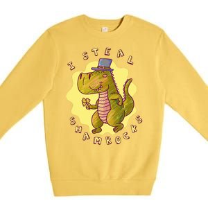 I Steal Shamrocks Dinosaur Premium Crewneck Sweatshirt