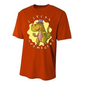 I Steal Shamrocks Dinosaur Performance Sprint T-Shirt