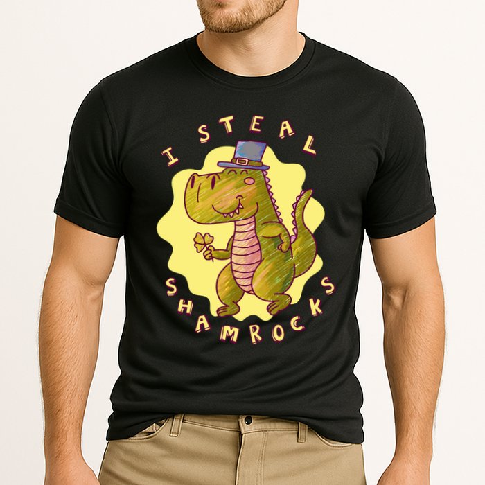 I Steal Shamrocks Dinosaur Cooling Performance Crew T-Shirt