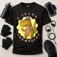 I Steal Shamrocks Dinosaur Cooling Performance Crew T-Shirt