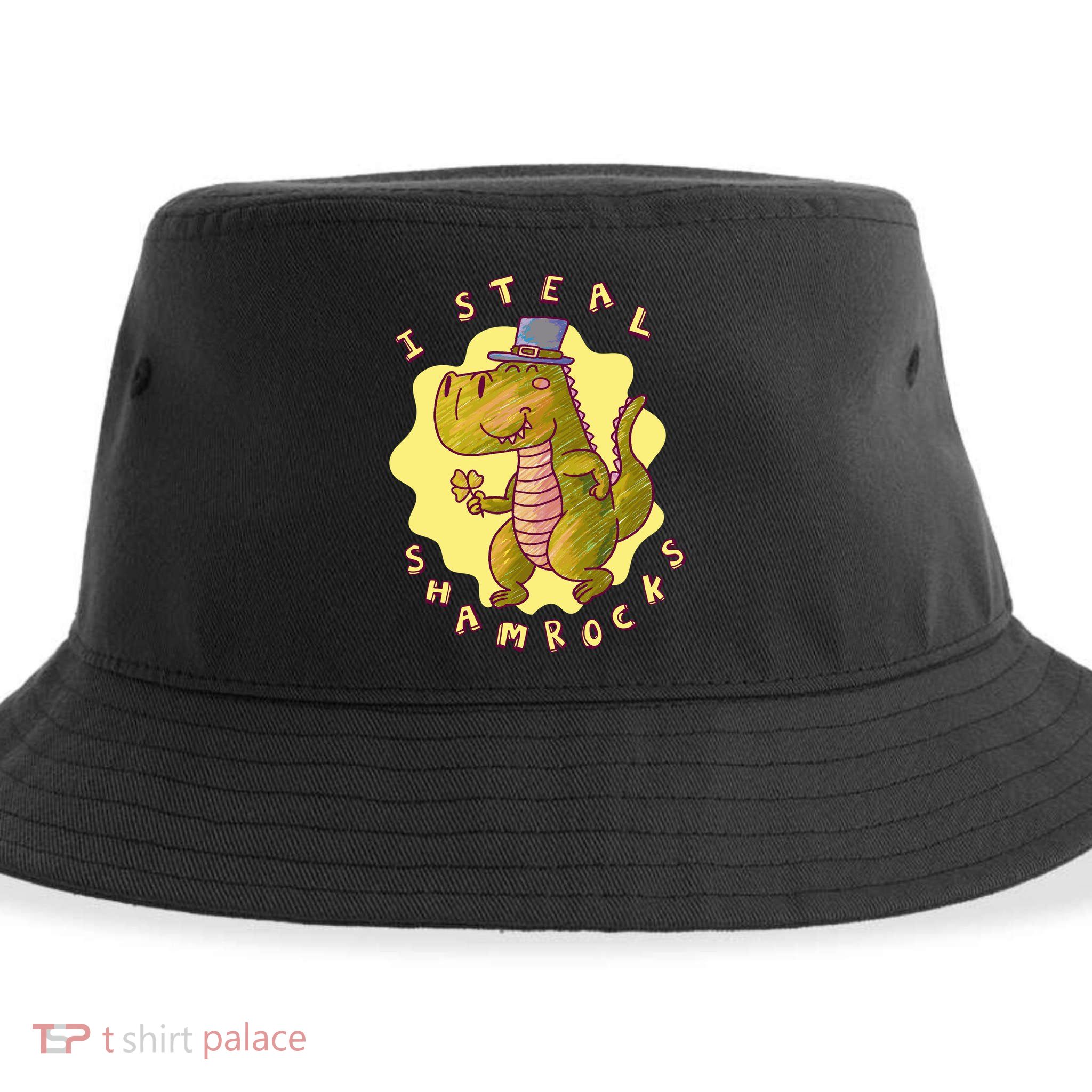 I Steal Shamrocks Dinosaur Sustainable Bucket Hat