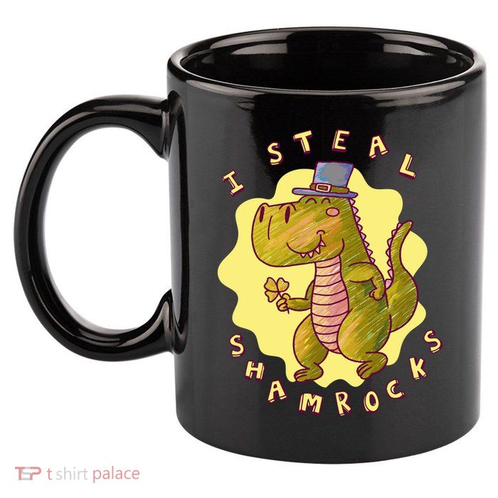 I Steal Shamrocks Dinosaur 11oz C Handle Ceramic Mug