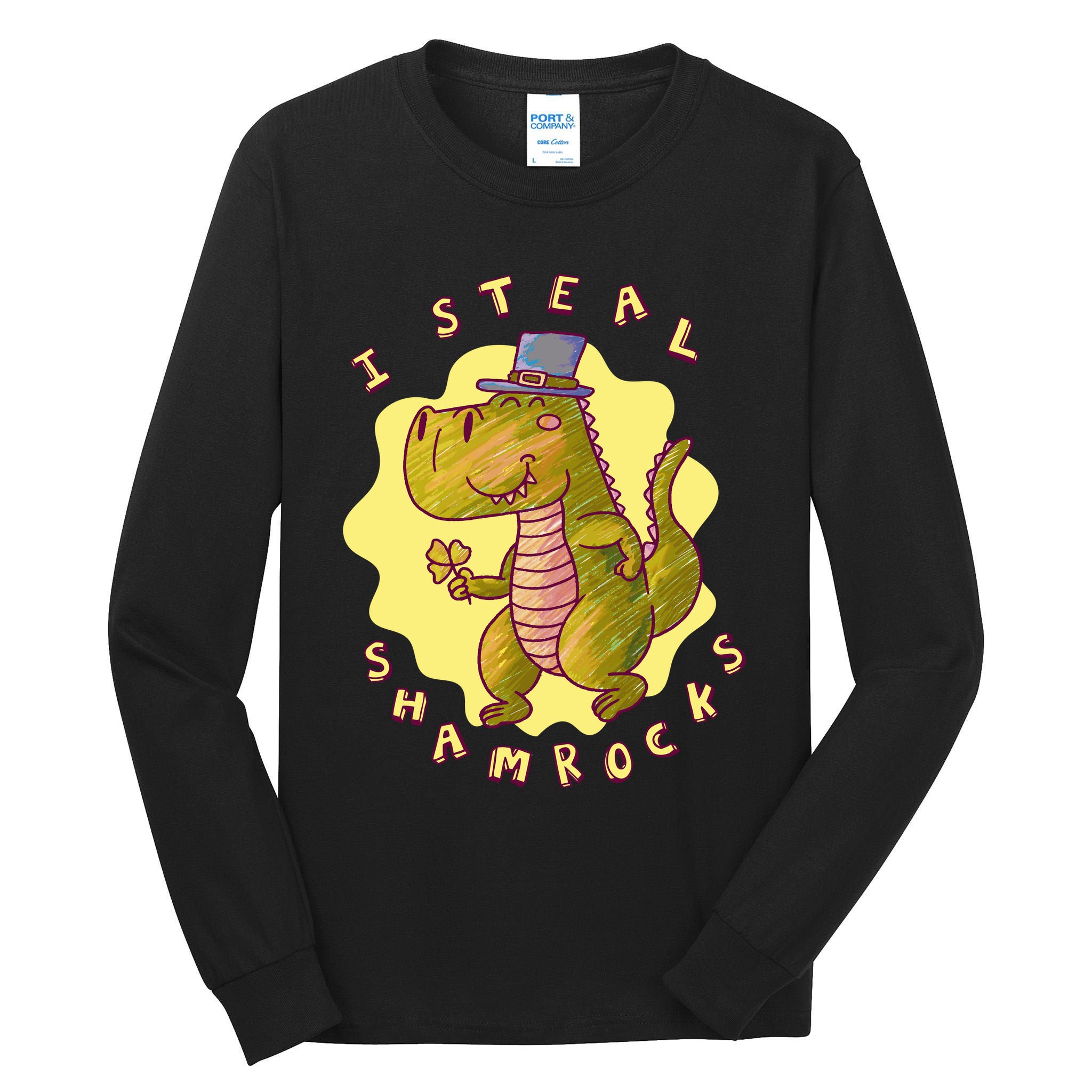 I Steal Shamrocks Dinosaur Tall Long Sleeve T-Shirt