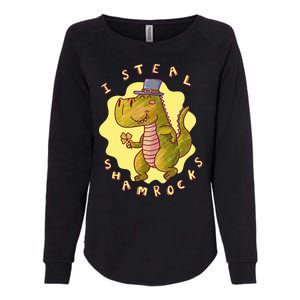 I Steal Shamrocks Dinosaur Womens California Wash Sweatshirt