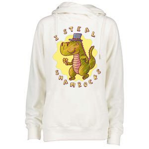 I Steal Shamrocks Dinosaur Womens Funnel Neck Pullover Hood