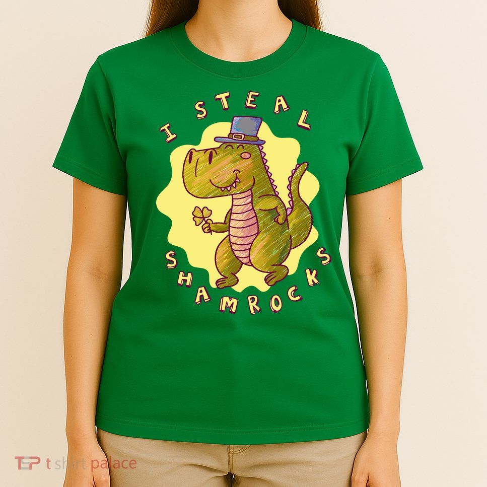 I Steal Shamrocks Dinosaur T-Shirt