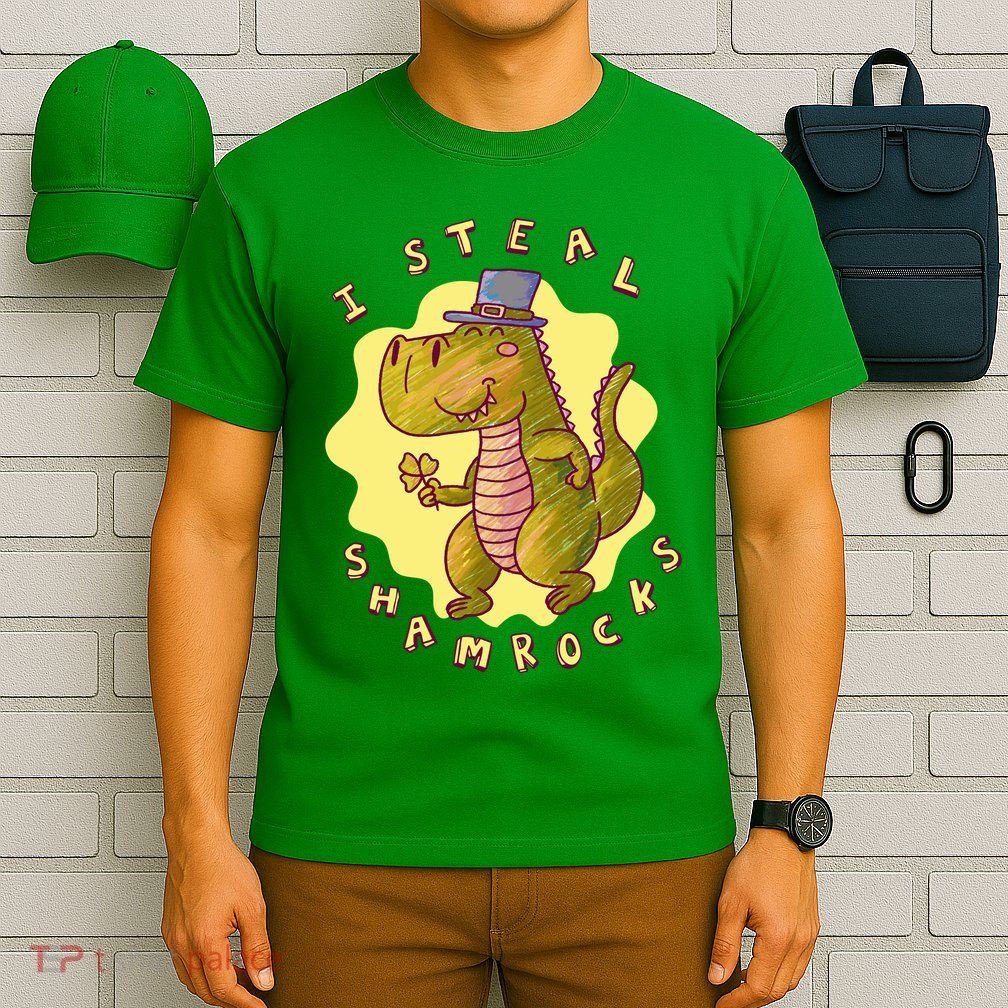 I Steal Shamrocks Dinosaur T-Shirt