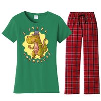 I Steal Shamrocks Dinosaur Women's Flannel Pajama Set