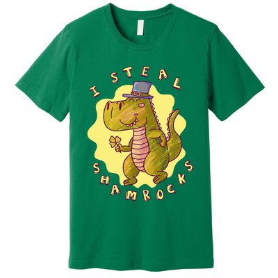 I Steal Shamrocks Dinosaur Premium T-Shirt