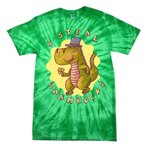 I Steal Shamrocks Dinosaur Tie-Dye T-Shirt