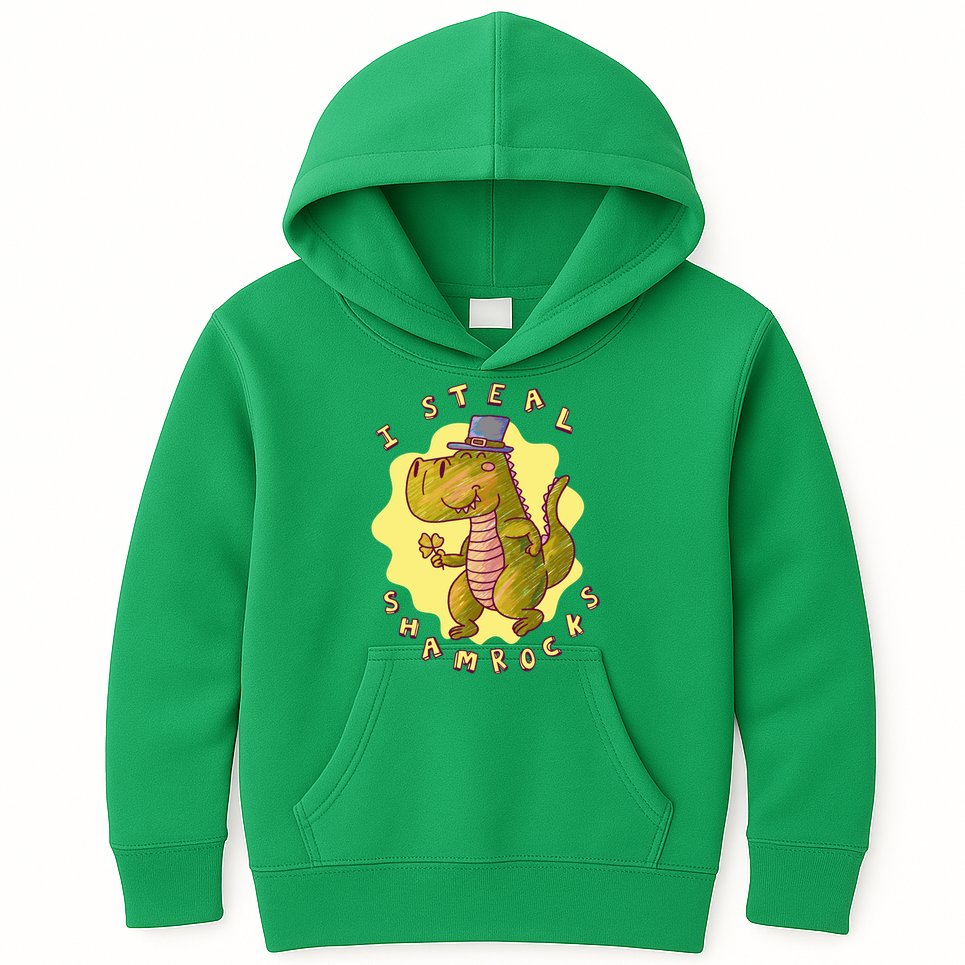 I Steal Shamrocks Dinosaur Kids Hoodie