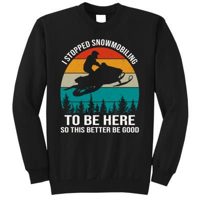 I Stopped Snowmobiling To Be Here So This Better Be Good Sweatshirt