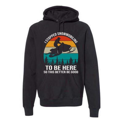 I Stopped Snowmobiling To Be Here So This Better Be Good Premium Hoodie