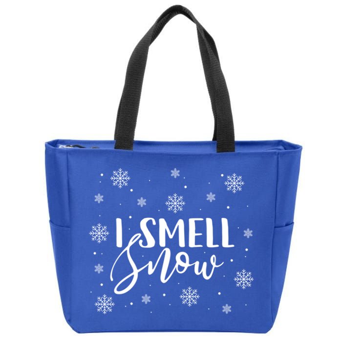 I Smell Snow Winter Snowflakes Christmas Gift Zip Tote Bag