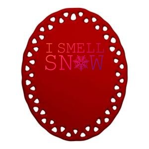 I Smell Snow Cute Snowflake Graphic Winter Holiday Gift Ceramic Oval Ornament