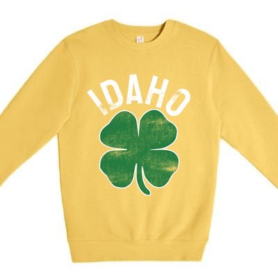 Idaho Shamrock St Patrick's Day Saint Paddy's Irish Clover Gift Premium Crewneck Sweatshirt