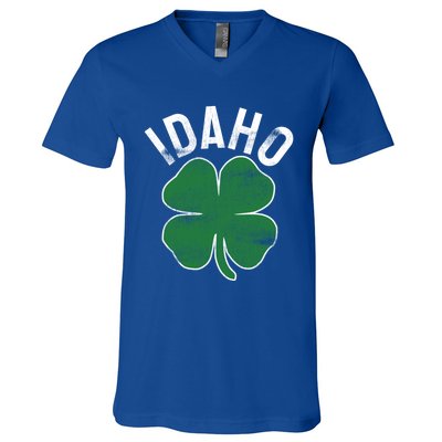 Idaho Shamrock St Patrick's Day Saint Paddy's Irish Clover Gift V-Neck T-Shirt