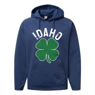 Idaho Shamrock St Patrick's Day Saint Paddy's Irish Clover Gift Performance Fleece Hoodie