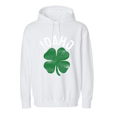 Idaho Shamrock St Patrick's Day Saint Paddy's Irish Clover Gift Garment-Dyed Fleece Hoodie