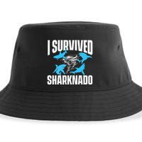I Survived Sharknado Shark Lover Marine Biologist Ocean Sustainable Bucket Hat