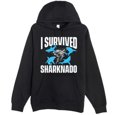 I Survived Sharknado Shark Lover Marine Biologist Ocean Premium Pullover Hoodie