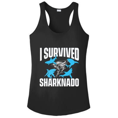 I Survived Sharknado Shark Lover Marine Biologist Ocean Ladies PosiCharge Competitor Racerback Tank