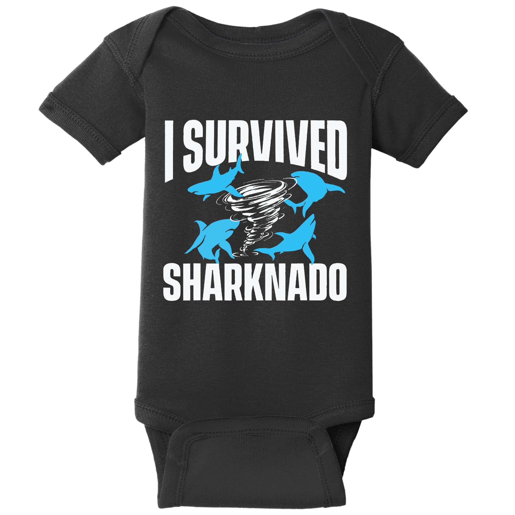 I Survived Sharknado Shark Lover Marine Biologist Ocean Baby Bodysuit