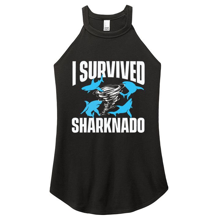 I Survived Sharknado Shark Lover Marine Biologist Ocean Women's Perfect Tri Rocker Tank