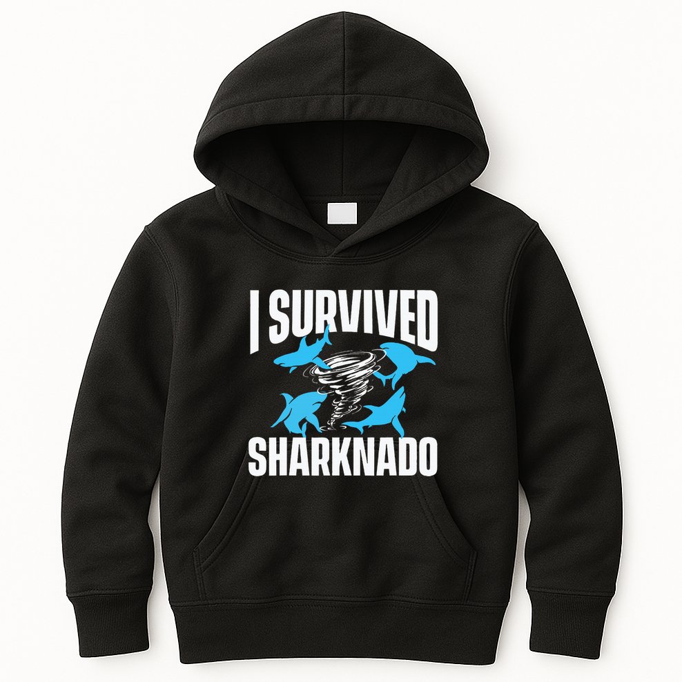 I Survived Sharknado Shark Lover Marine Biologist Ocean Kids Hoodie