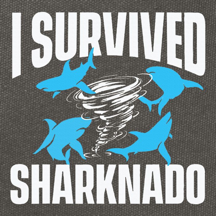 I Survived Sharknado Shark Lover Marine Biologist Ocean Cotton Canvas Backpack