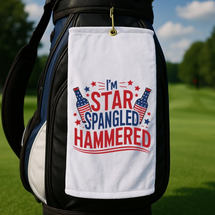 Im Star Spangled Hammered Funny 4th Of July Golf Towel