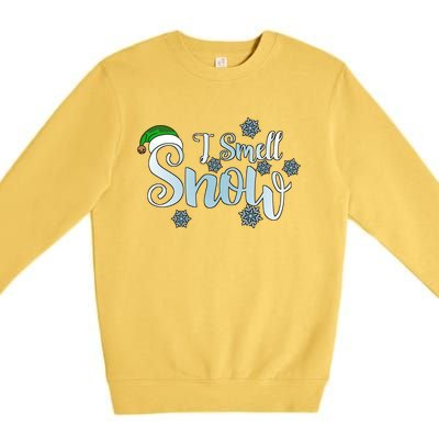 I Smell Snow Cute Snowflakes Snowy Winter Christmas Gift Premium Crewneck Sweatshirt