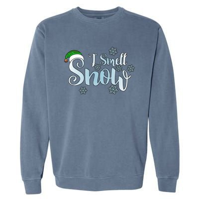 I Smell Snow Cute Snowflakes Snowy Winter Christmas Gift Garment-Dyed Sweatshirt